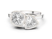 Cushion and Trillion Bezel Toi et Moi Ring - White Gold
