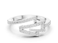 Chevron Knot Pave Ring - White Gold