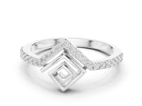 Art Deco Chevron Pave Ring - White Gold