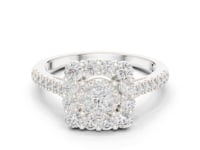 Blossom Halo Diamond Cluster Ring - White Gold