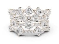 Scatter Cluster Fan Dome Ring - White Gold
