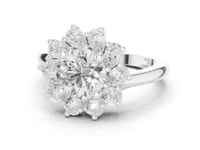 Round Starburst Halo Ring - White Gold