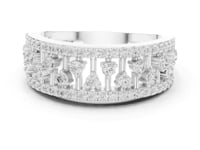 Round Zigzag Double Band Ring - White Gold