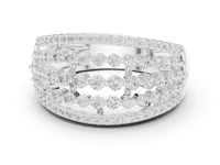 Round Multi-Row Open Dome Band - White Gold