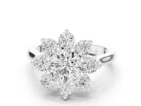 Round Floret Halo Cocktail Ring - White Gold