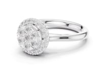 Round Cluster Halo Ring - White Gold