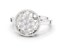 Round Cluster Milgrain Medallion Ring - White Gold