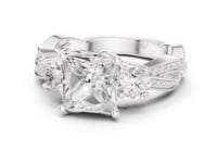 Princess Three Stone Braided Ring - White Gold