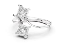Princess Duo Split-Shank Ring - White Gold