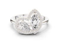 Pear And Marquise Halo Bypass Ring - White Gold