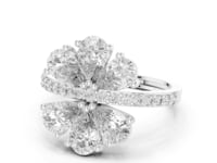 Pear Clover Flower Ring - White Gold