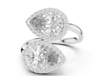 Pear Halo Duo Bypass Ring - White Gold