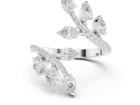 Pear Cluster Open Bypass Ring - White Gold