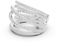 Pave Spiral Wrap Dome Ring - White Gold