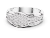 Pave Wave Crossover Band - White Gold