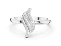Pave Willow Leaf Ring - White Gold