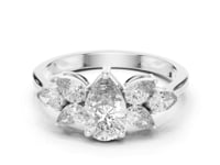 Pear Blossom Cluster Ring - White Gold