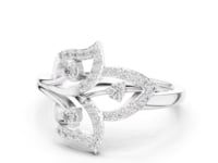 Pave Leaf Wrap Ring - White Gold