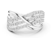 Pave Crossover Highway Ring - White Gold