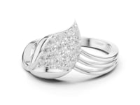 Pave Leaf Cluster Twist Ring - White Gold