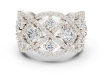 Openwork Woven Lattice Cocktail Ring - White Gold
