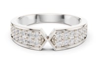 Pave Chevron Notch Band - White Gold