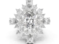 Oval Petal Burst Cocktail Ring - White Gold