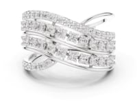 Multi-Row Crossover Rail Ring - White Gold