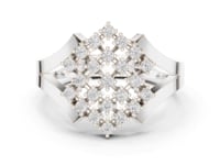 Openwork Diamond Lattice Cluster Ring - White Gold