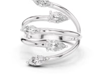 Marquise Vine Wrap Open Ring - White Gold