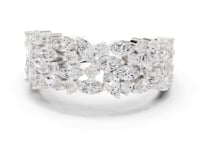 Marquise Cluster Double Row Band - White Gold