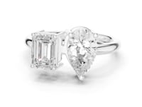 Emerald and Pear Toi et Moi Ring - White Gold