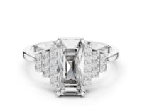 Emerald Graduated Pave Steps Engagement Ring II - White Gold