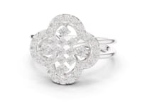 Clover Cluster Openwork Ring - White Gold