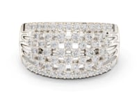 Beaded Multi-Row Openwork Band - White Gold