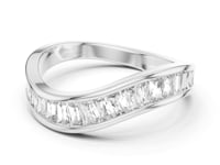 Baguette Channel Contour Band - White Gold