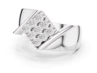 Tilted Grid Diamond Cluster Ring for Him - White Gold