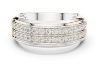 Two-Row Pave Dome Band for Him - White Gold