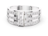 Triple Channel Bar Band for Him - White Gold