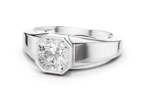 Square Radiant Bezel Knife-Edge Ring for Him - White Gold