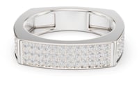 Square Pave Panel Ring for Him - White Gold