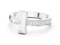 T-Bar Pave Open Ring for Him - White Gold