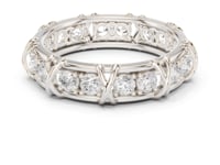 Round Station XO Eternity Band for Him - White Gold