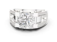 Round Horseshoe Pave Ring for Him - White Gold