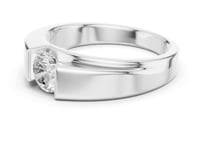 Round Diamond Tension-Set Band for Him - White Gold
