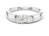 Round Floating Solitaire Ring for Him - White Gold