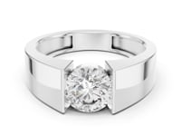 Round Diamond Tension Ring for Him - White Gold