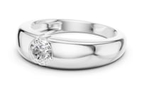 Round Flush Dome Band Ring for Him - White Gold