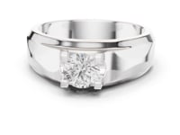 Round Diamond Cradle Solitaire for Him - White Gold