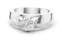Round Diamond Cathedral Solitaire Band for Him - White Gold
